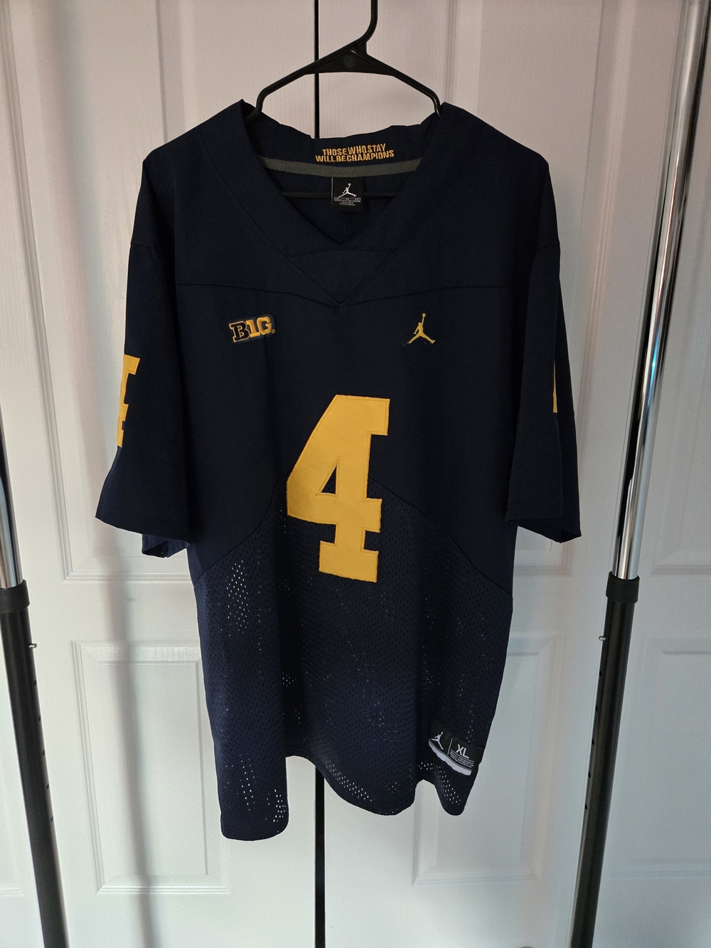 Jordan Men's Michigan Wolverines Number 4 Athletic Jersey Shirt
